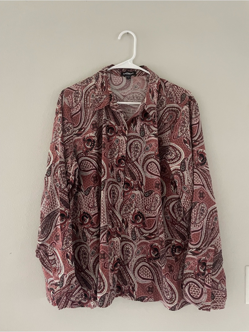 Express Brown & Black Paisley Button-Down Shirt